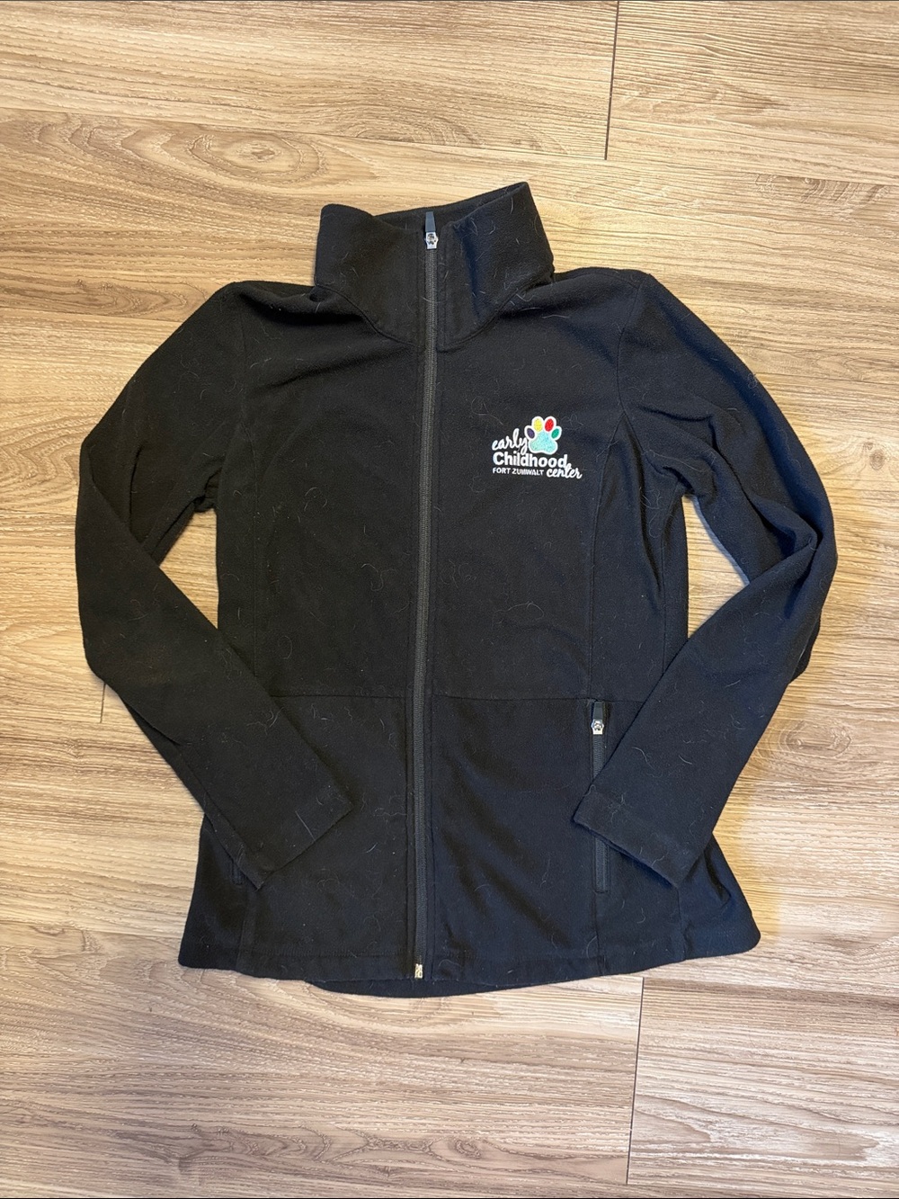 Port Authority Black Zip-Up Fleece Jacket with Colorful Logo - Kids